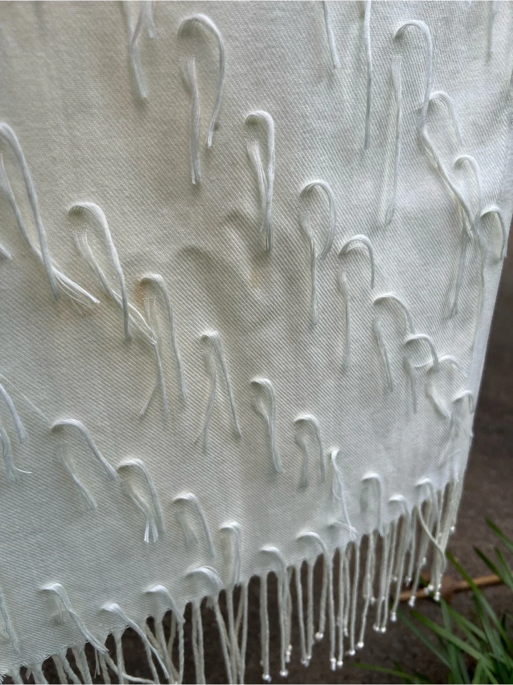 Cream Decorative Fringe Throw/Shawl - Unbranded